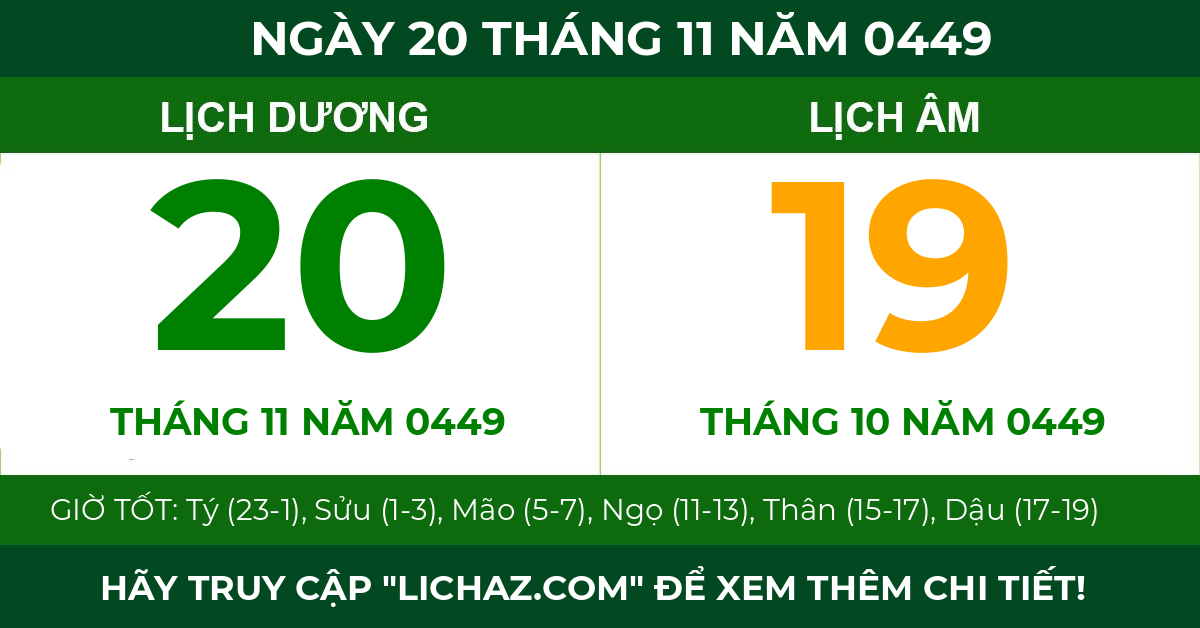 lịch âm ngày 20 tháng 11 năm 0449
