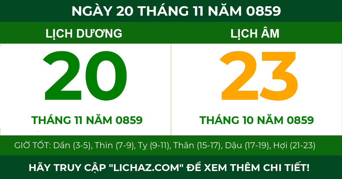 lịch âm ngày 20 tháng 11 năm 0859