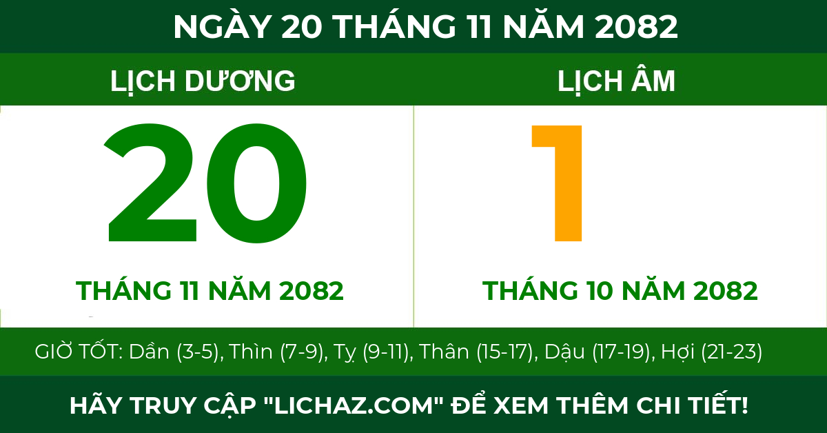 lịch âm ngày 20 tháng 11 năm 2082
