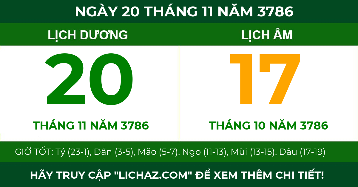 lịch âm ngày 20 tháng 11 năm 3786