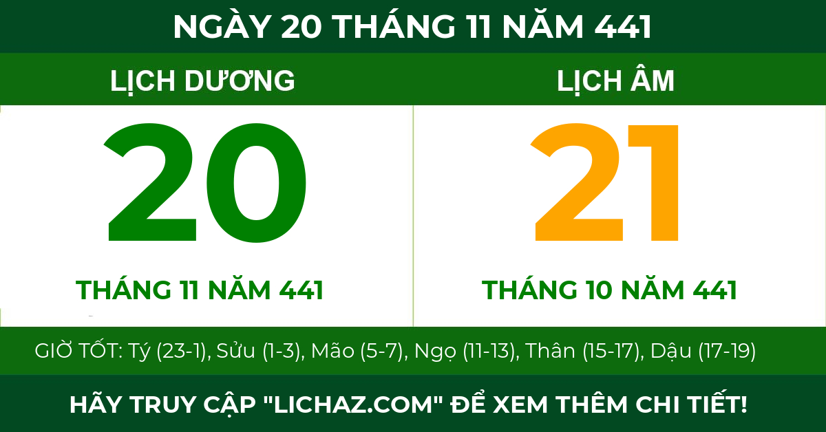 lịch âm ngày 20 tháng 11 năm 441