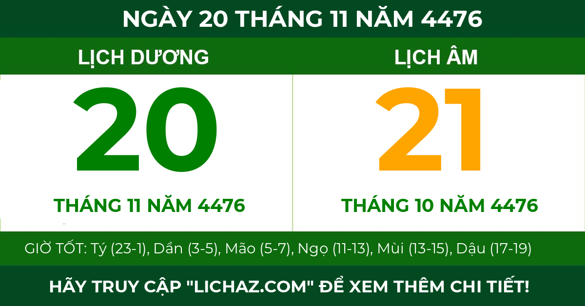 lịch âm ngày 20 tháng 11 năm 4476