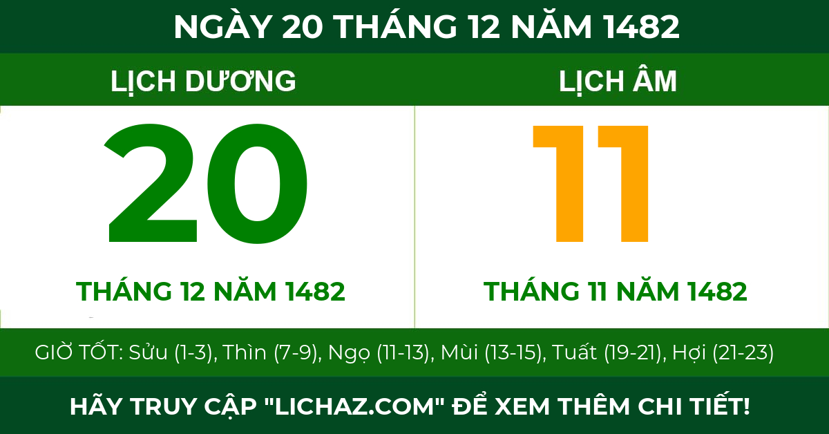 lịch âm ngày 20 tháng 12 năm 1482