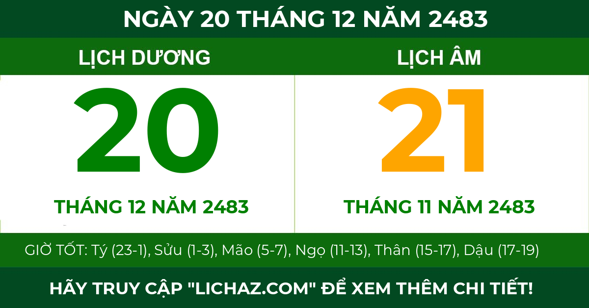 lịch âm ngày 20 tháng 12 năm 2483