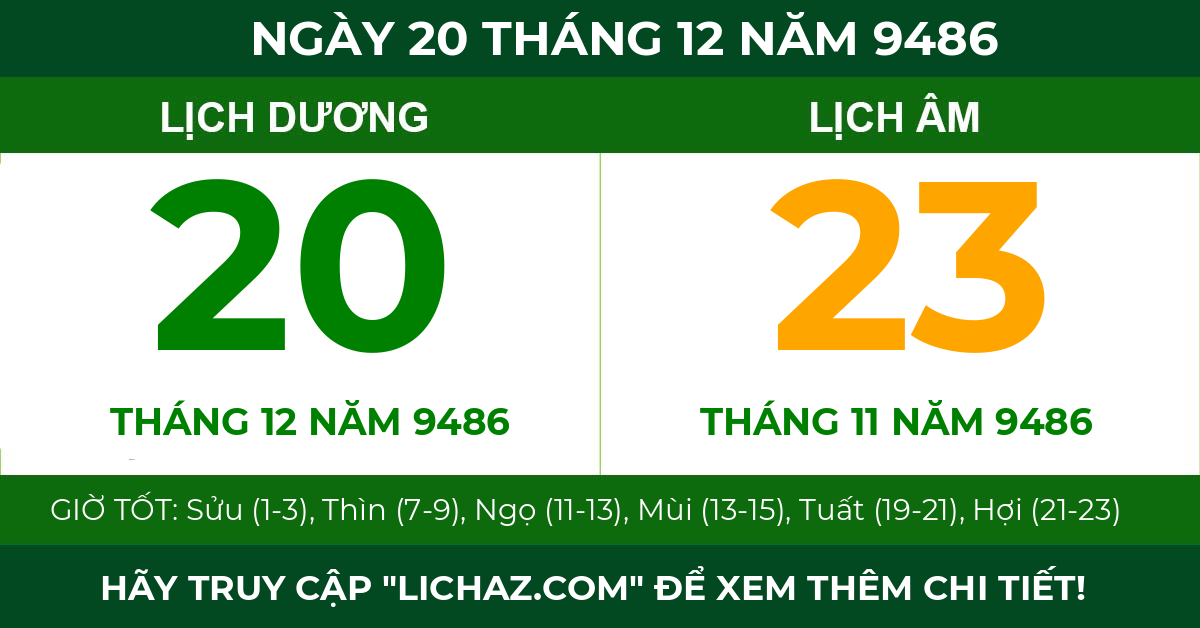 lịch âm ngày 20 tháng 12 năm 9486