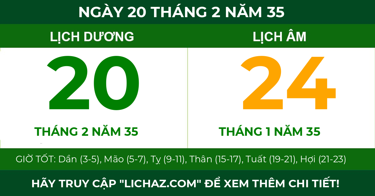 lịch âm ngày 20 tháng 2 năm 35