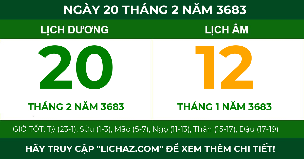 lịch âm ngày 20 tháng 2 năm 3683