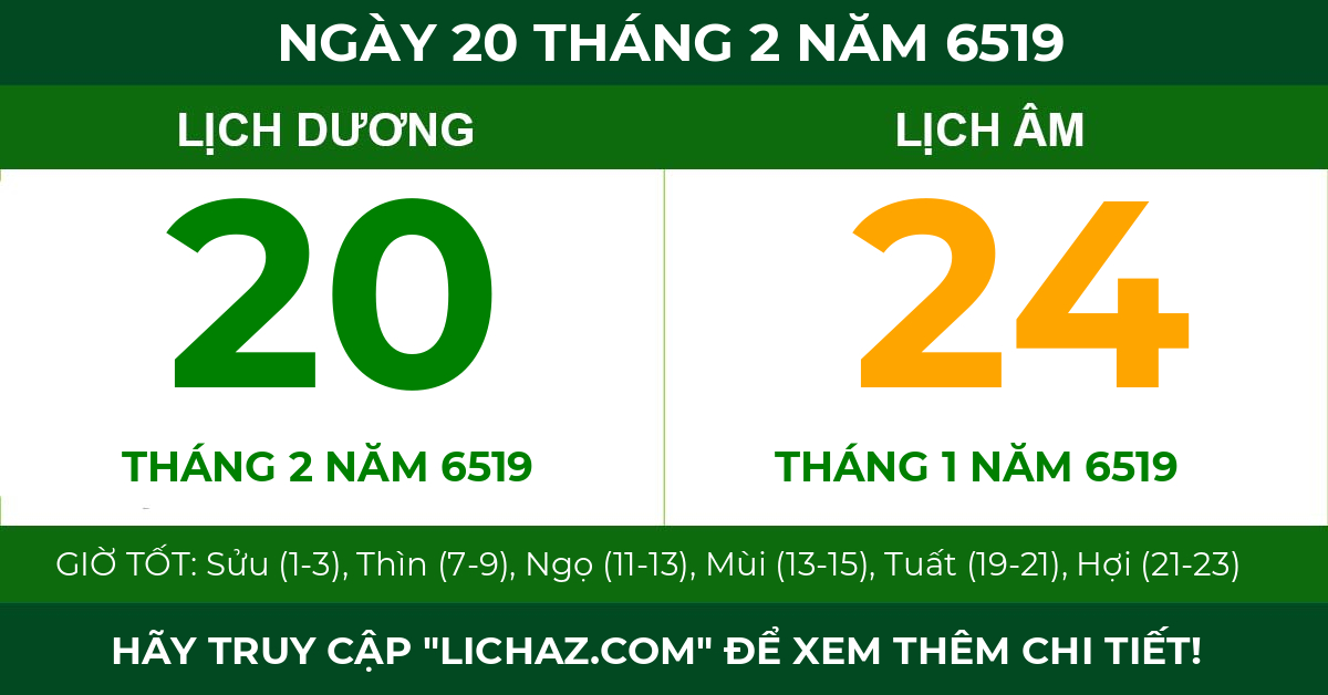 lịch âm ngày 20 tháng 2 năm 6519