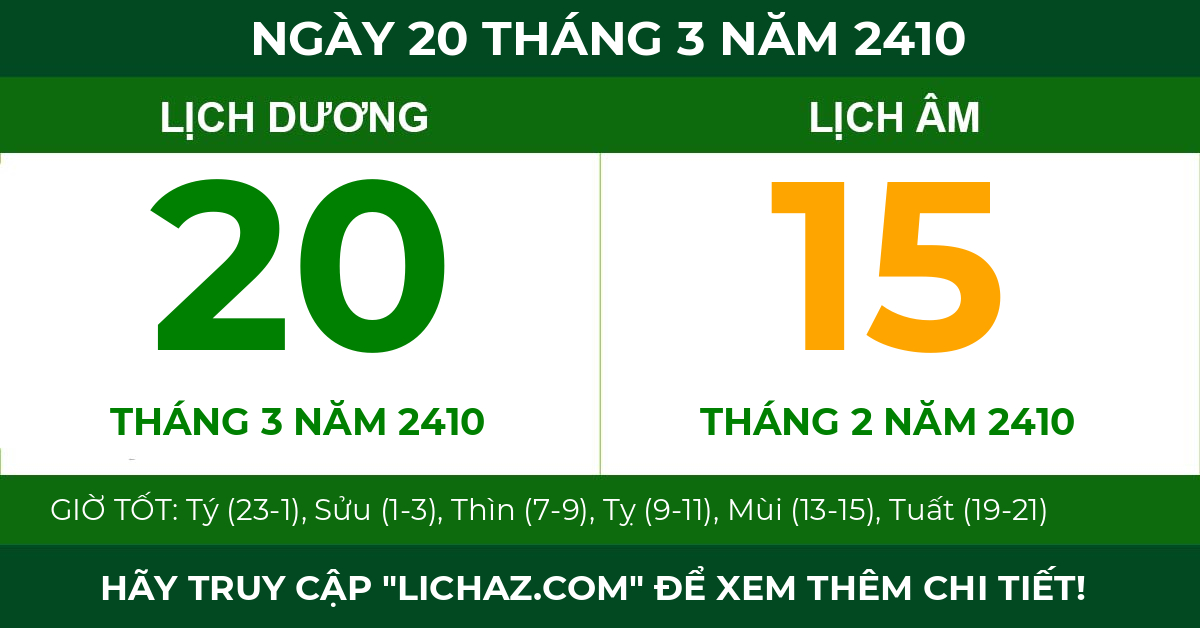 lịch âm ngày 20 tháng 3 năm 2410