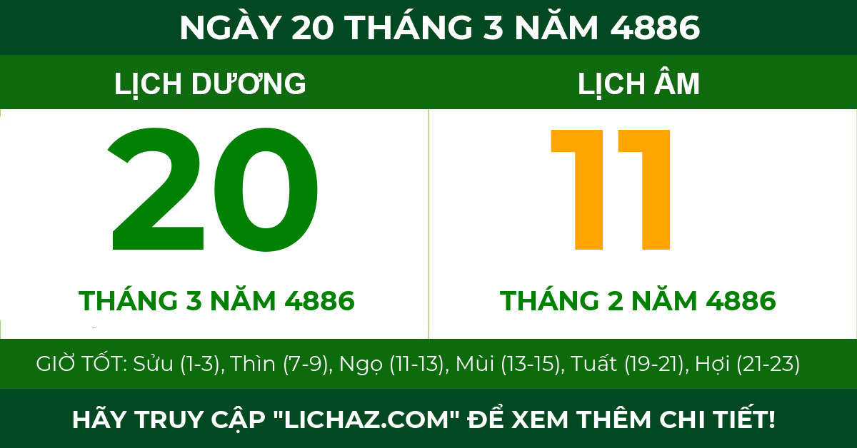 lịch âm ngày 20 tháng 3 năm 4886
