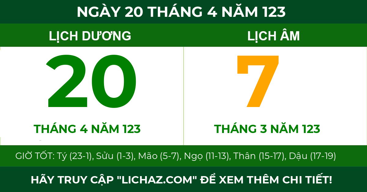 lịch âm ngày 20 tháng 4 năm 123
