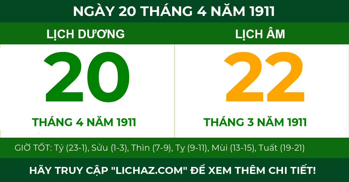 lịch âm ngày 20 tháng 4 năm 1911