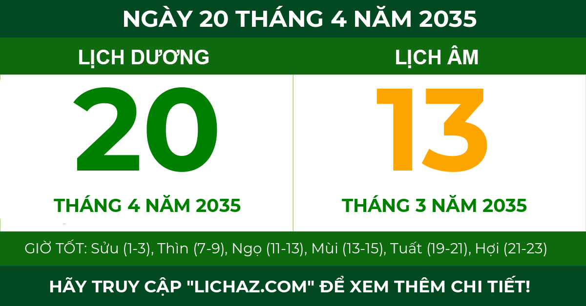 lịch âm ngày 20 tháng 4 năm 2035