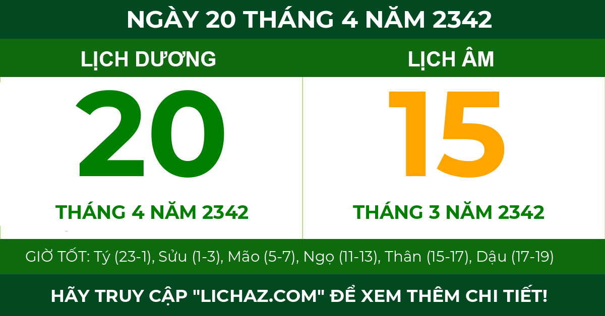 lịch âm ngày 20 tháng 4 năm 2342