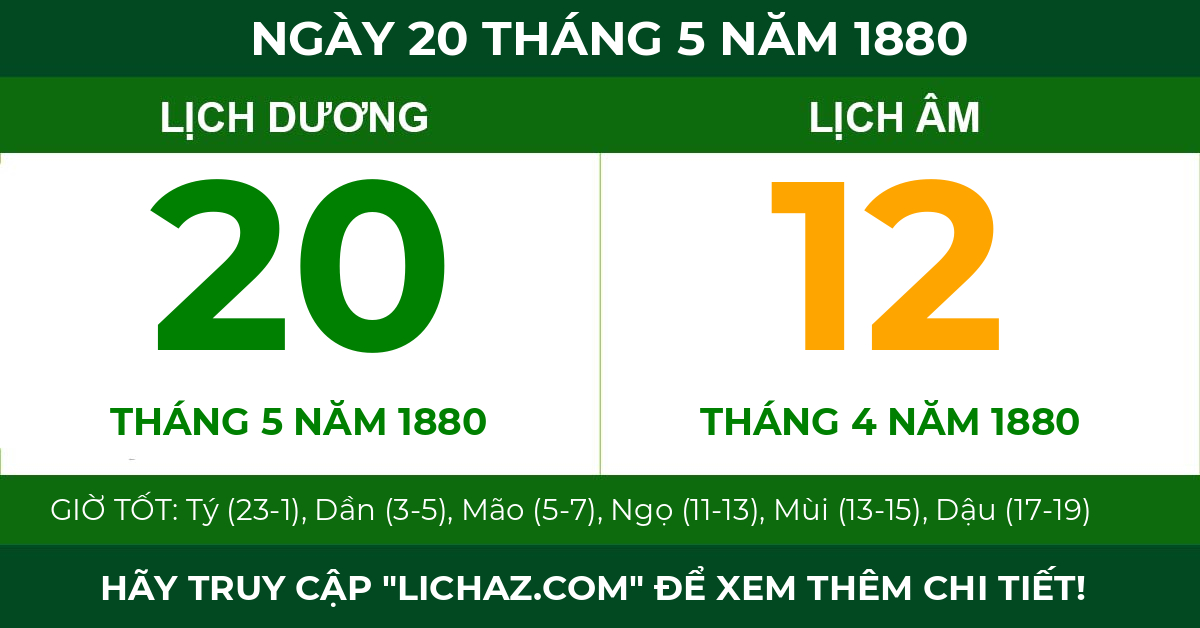 lịch âm ngày 20 tháng 5 năm 1880