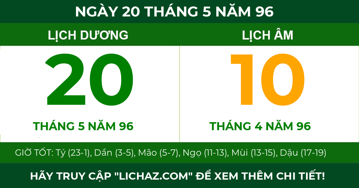 lịch âm ngày 20 tháng 5 năm 96