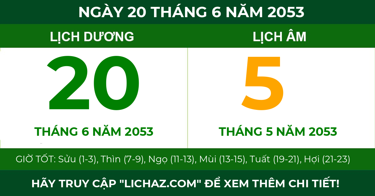 lịch âm ngày 20 tháng 6 năm 2053