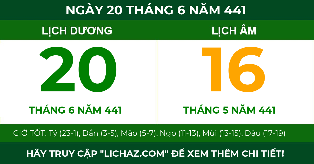 lịch âm ngày 20 tháng 6 năm 441