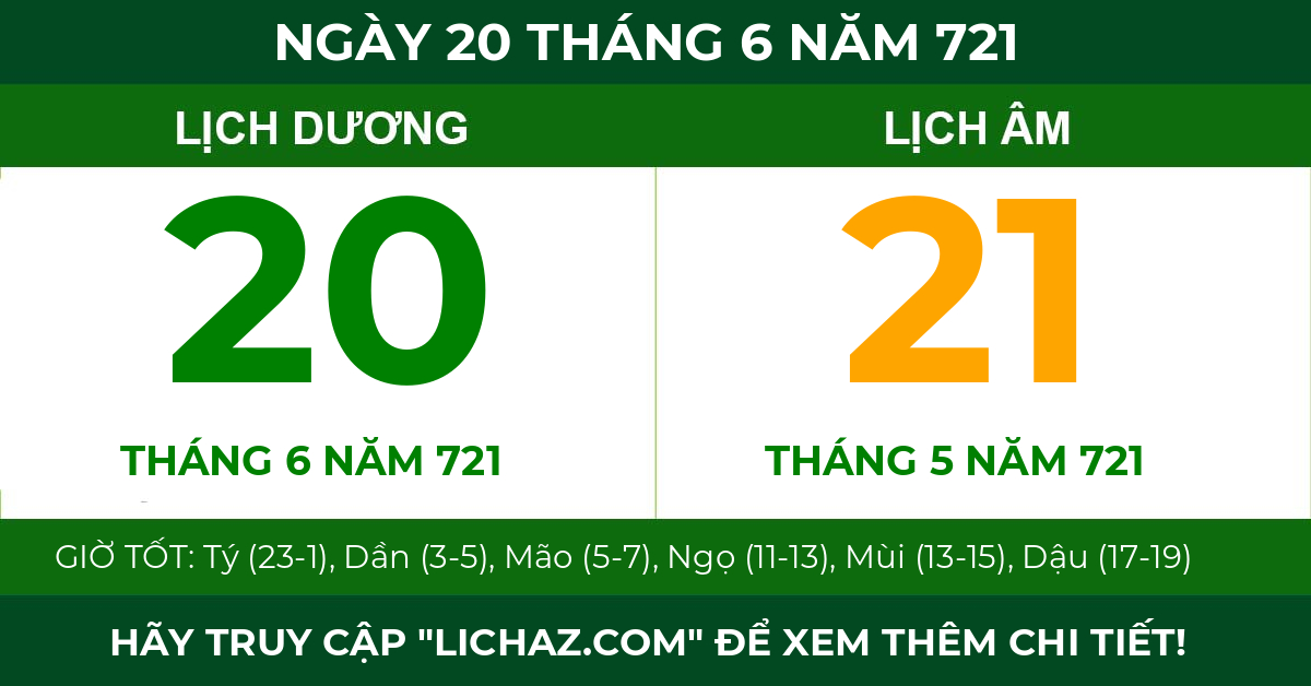 lịch âm ngày 20 tháng 6 năm 721