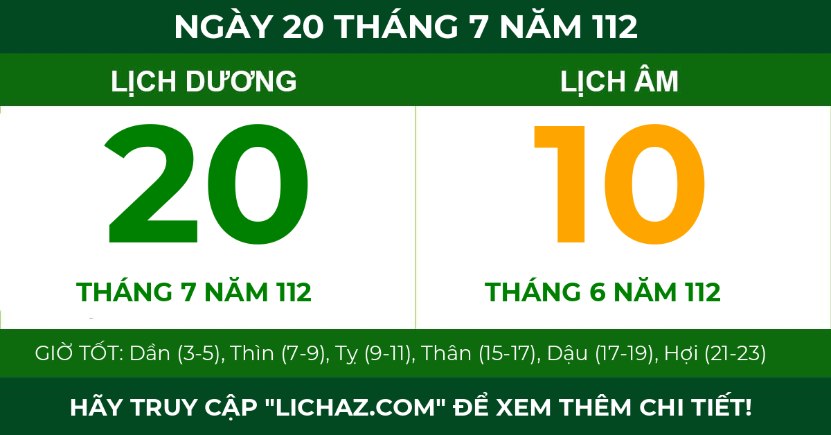 lịch âm ngày 20 tháng 7 năm 112