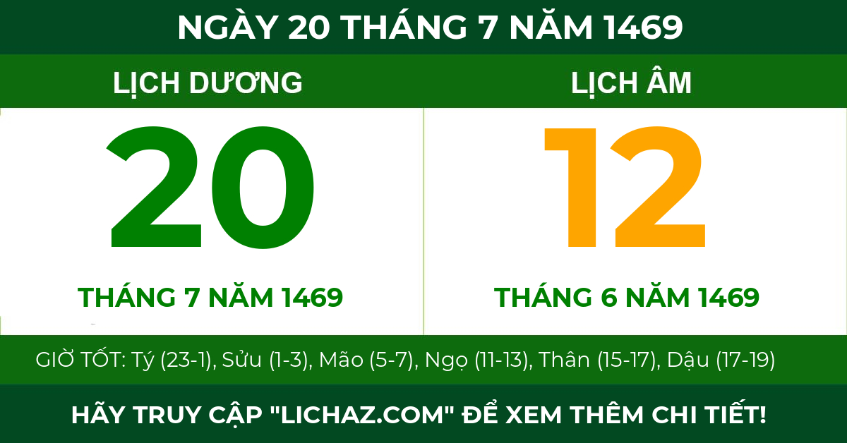 lịch âm ngày 20 tháng 7 năm 1469