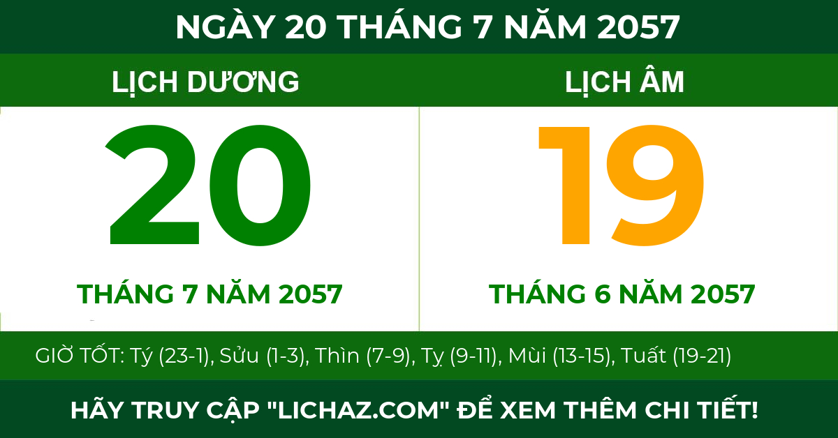lịch âm ngày 20 tháng 7 năm 2057