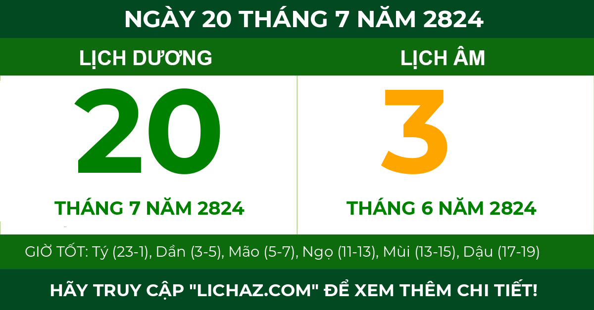 lịch âm ngày 20 tháng 7 năm 2824