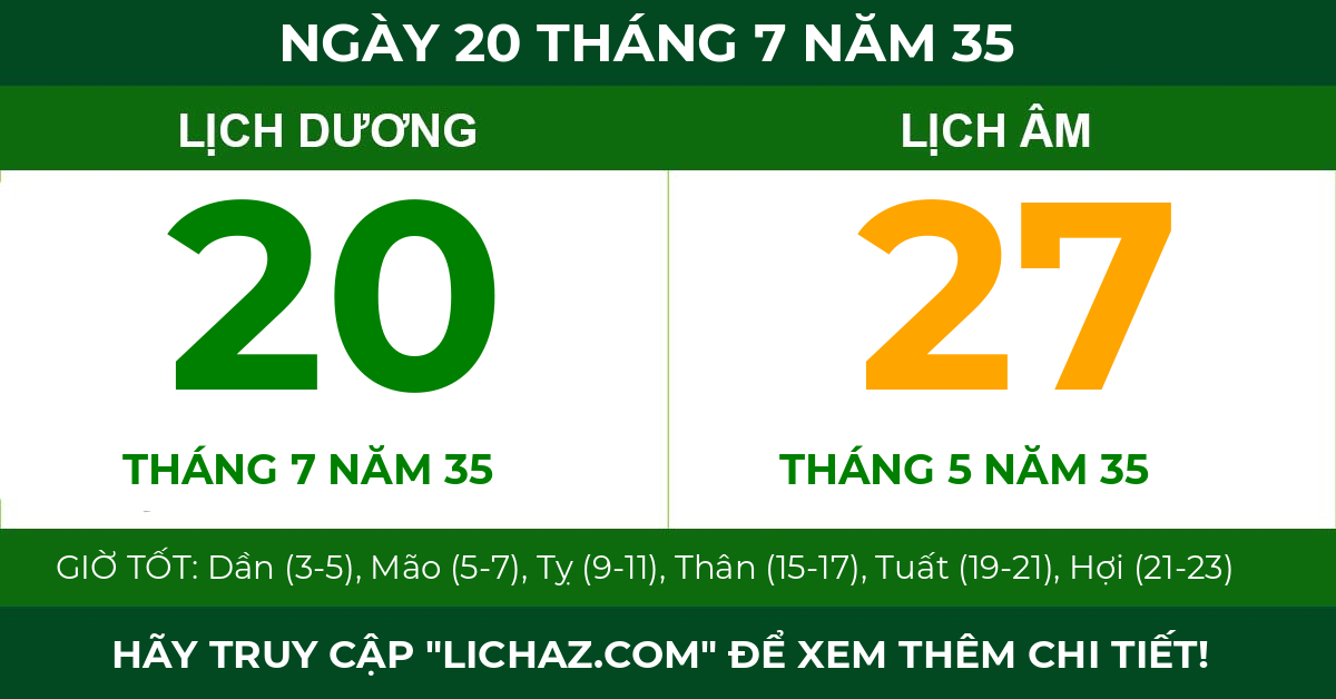lịch âm ngày 20 tháng 7 năm 35