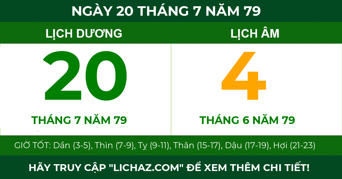 lịch âm ngày 20 tháng 7 năm 79