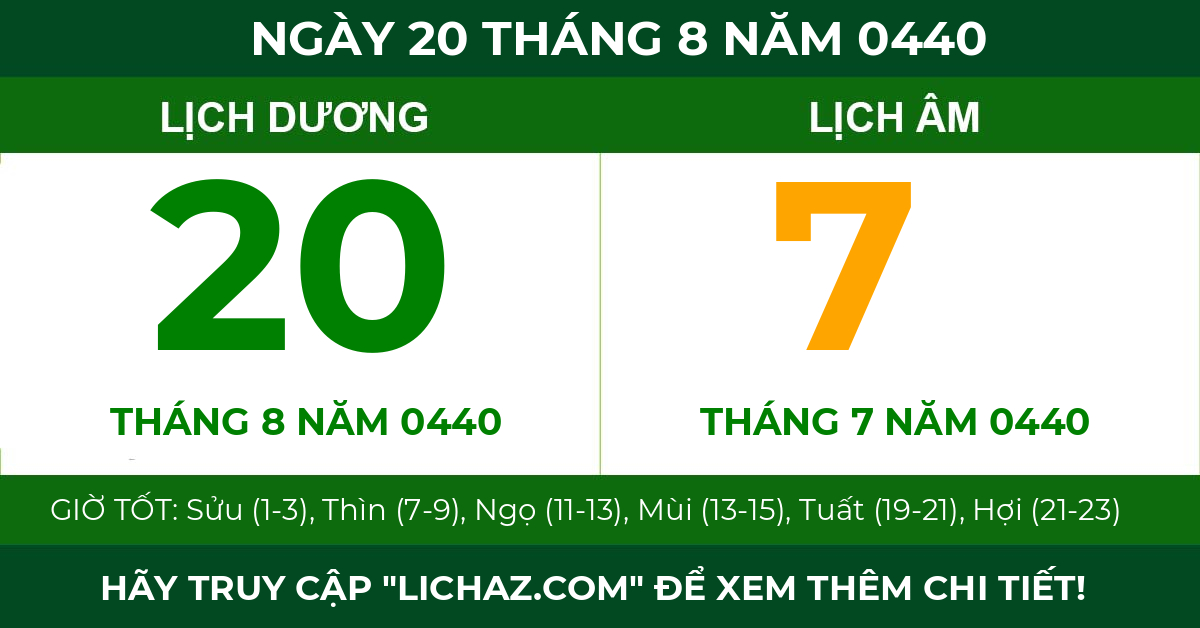 lịch âm ngày 20 tháng 8 năm 0440