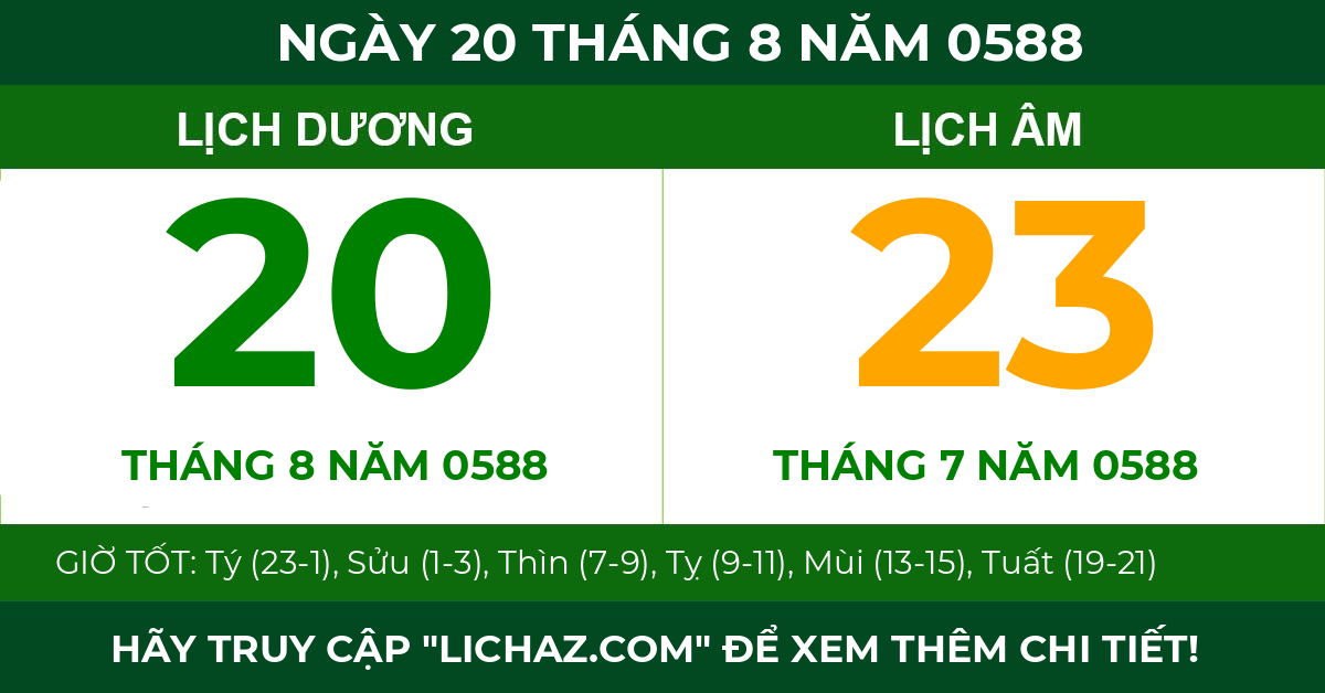 lịch âm ngày 20 tháng 8 năm 0588