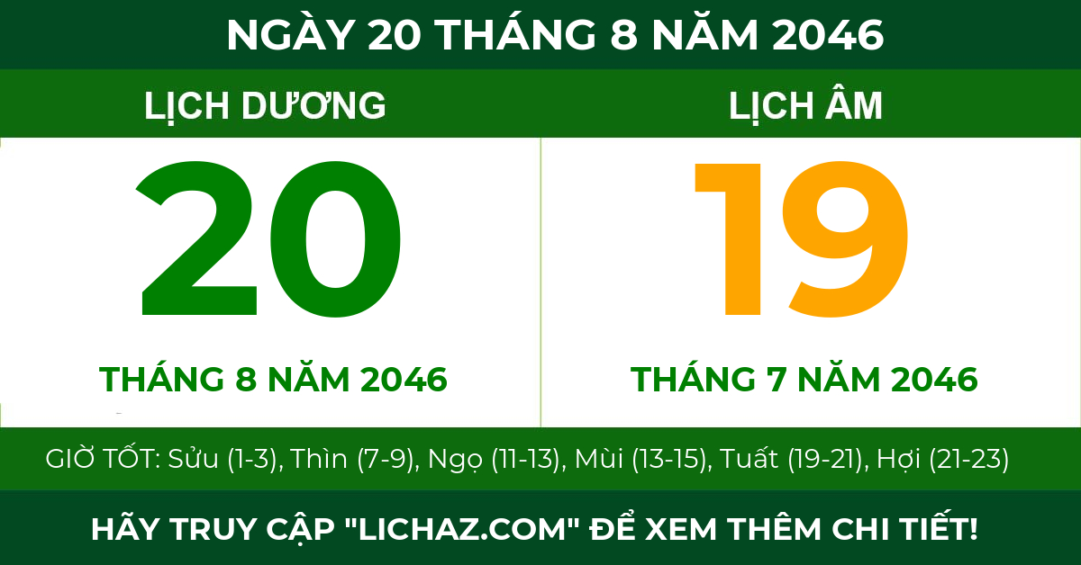 lịch âm ngày 20 tháng 8 năm 2046