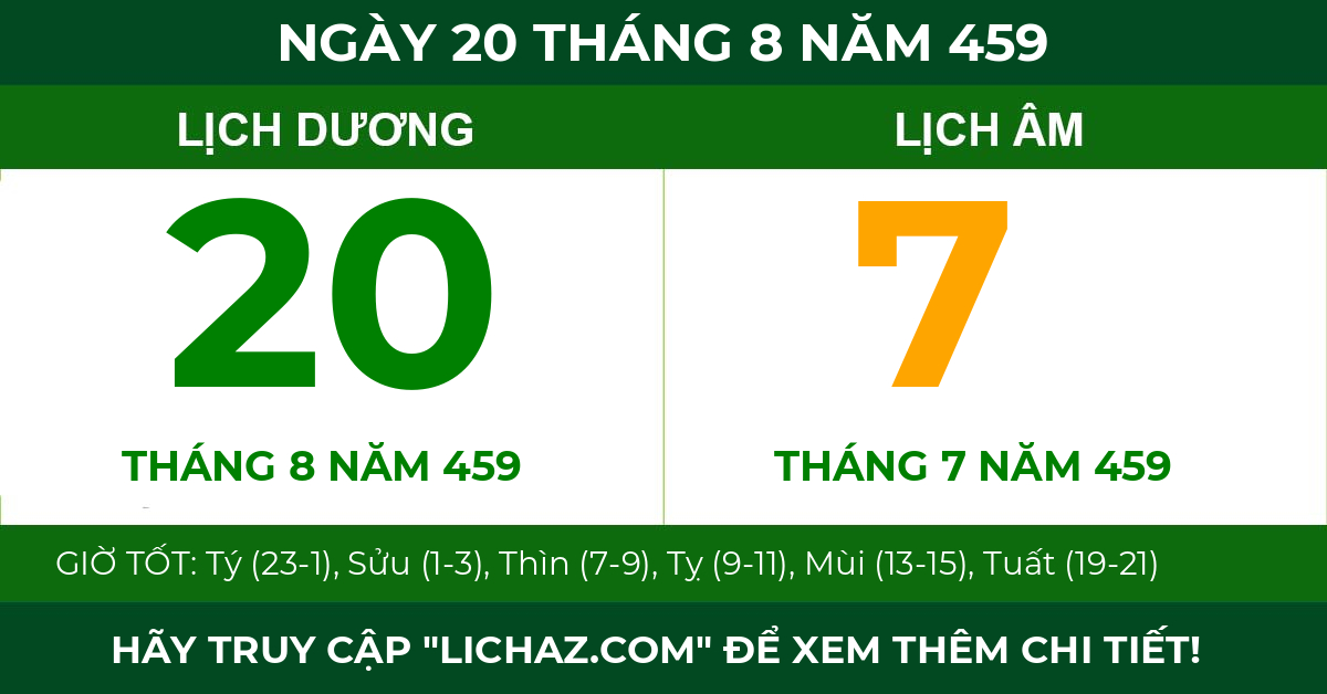 lịch âm ngày 20 tháng 8 năm 459