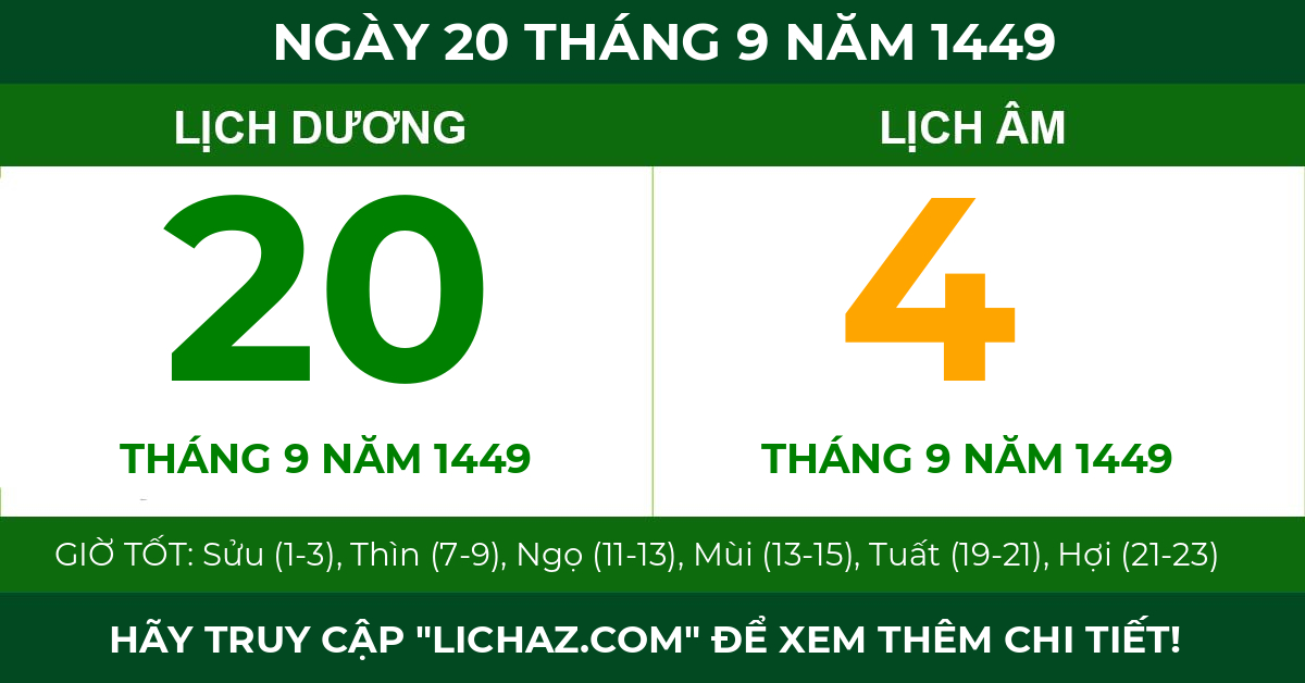 lịch âm ngày 20 tháng 9 năm 1449