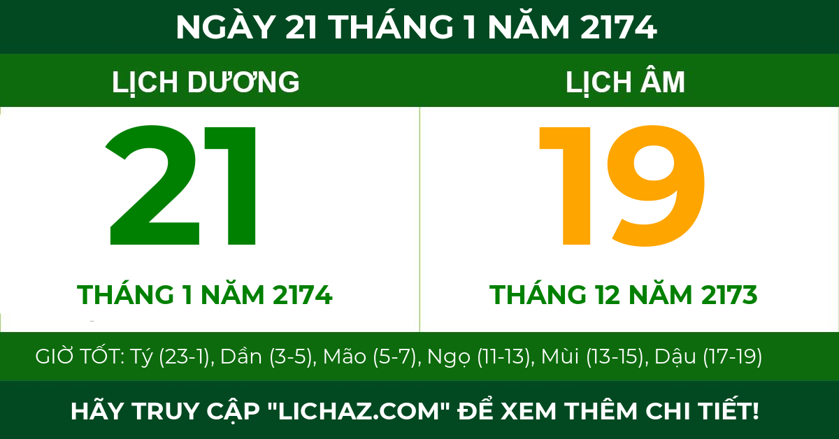 lịch âm ngày 21 tháng 1 năm 2174