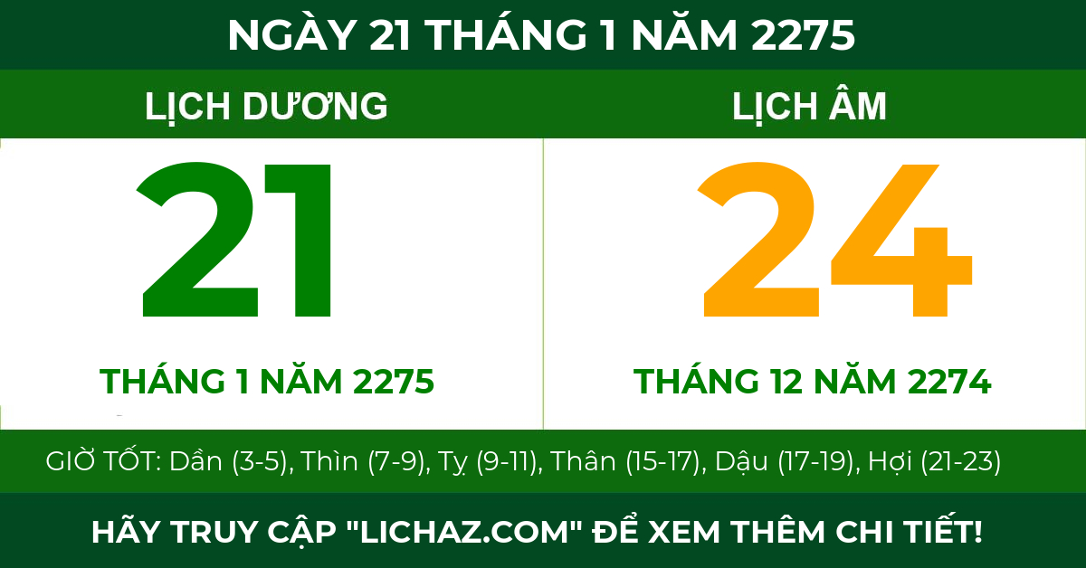 lịch âm ngày 21 tháng 1 năm 2275