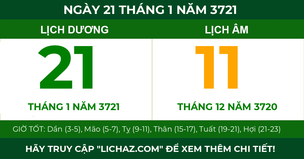 lịch âm ngày 21 tháng 1 năm 3721