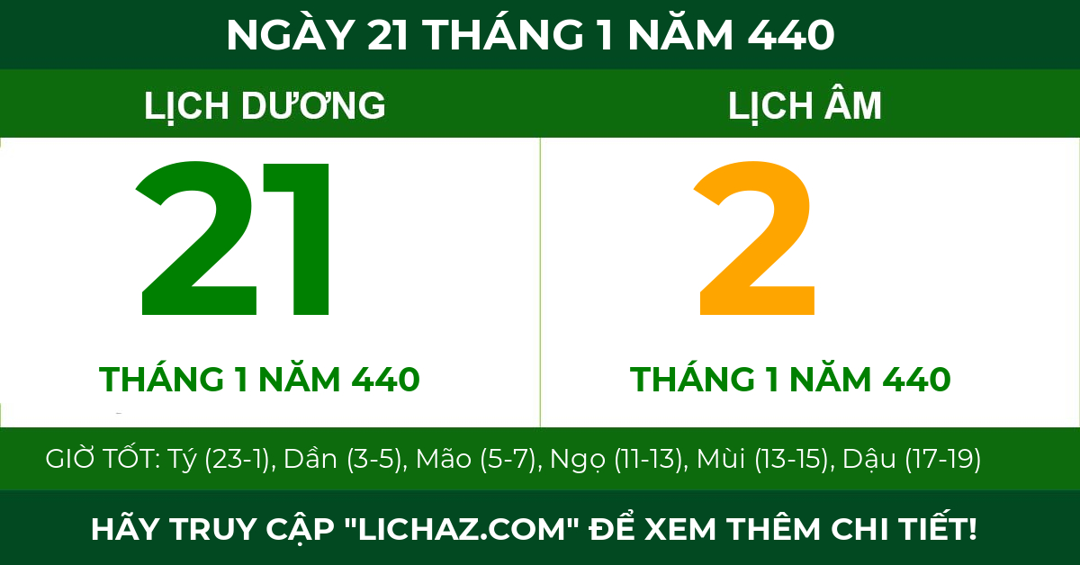 lịch âm ngày 21 tháng 1 năm 440