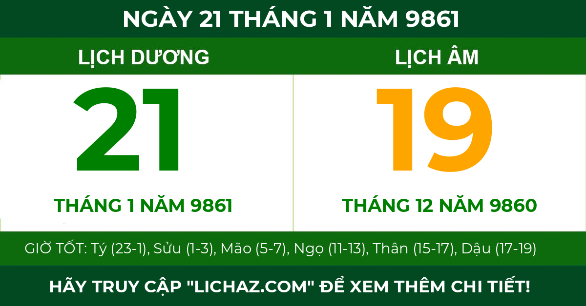 lịch âm ngày 21 tháng 1 năm 9861