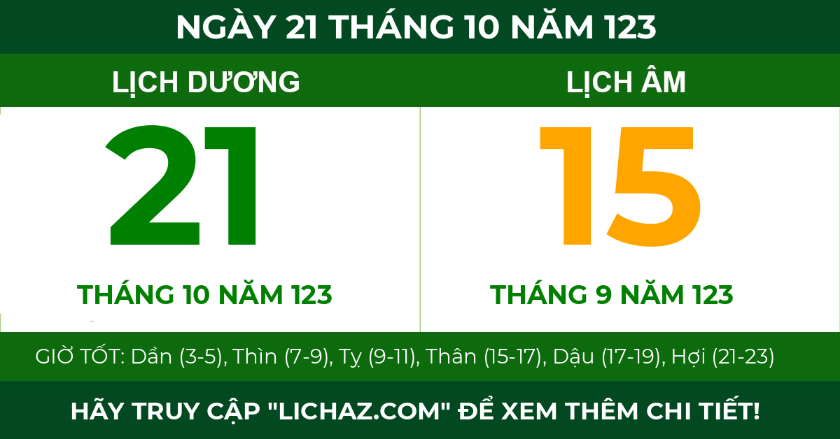 lịch âm ngày 21 tháng 10 năm 123