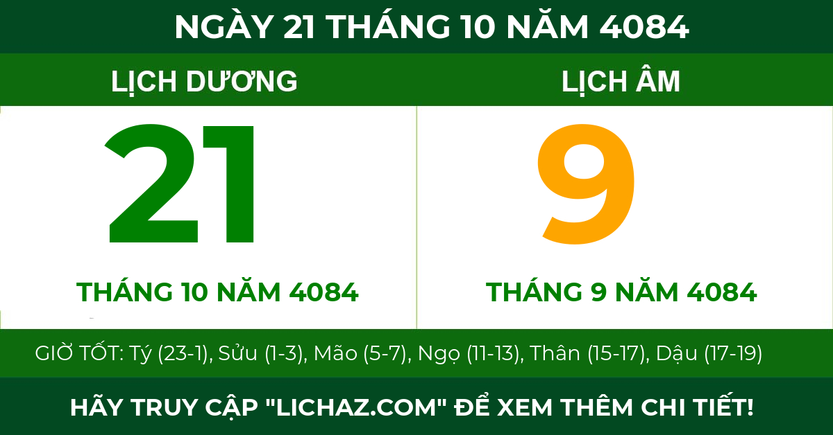 lịch âm ngày 21 tháng 10 năm 4084