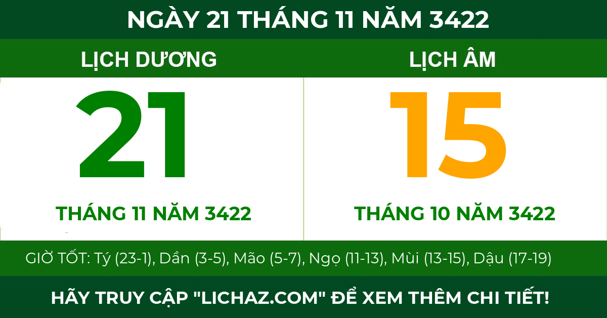 lịch âm ngày 21 tháng 11 năm 3422