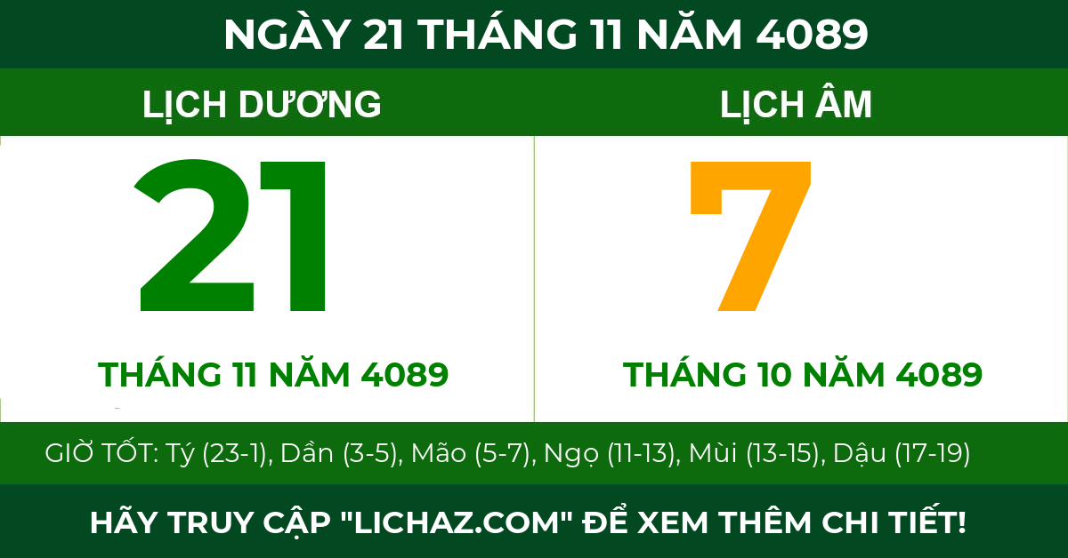 lịch âm ngày 21 tháng 11 năm 4089