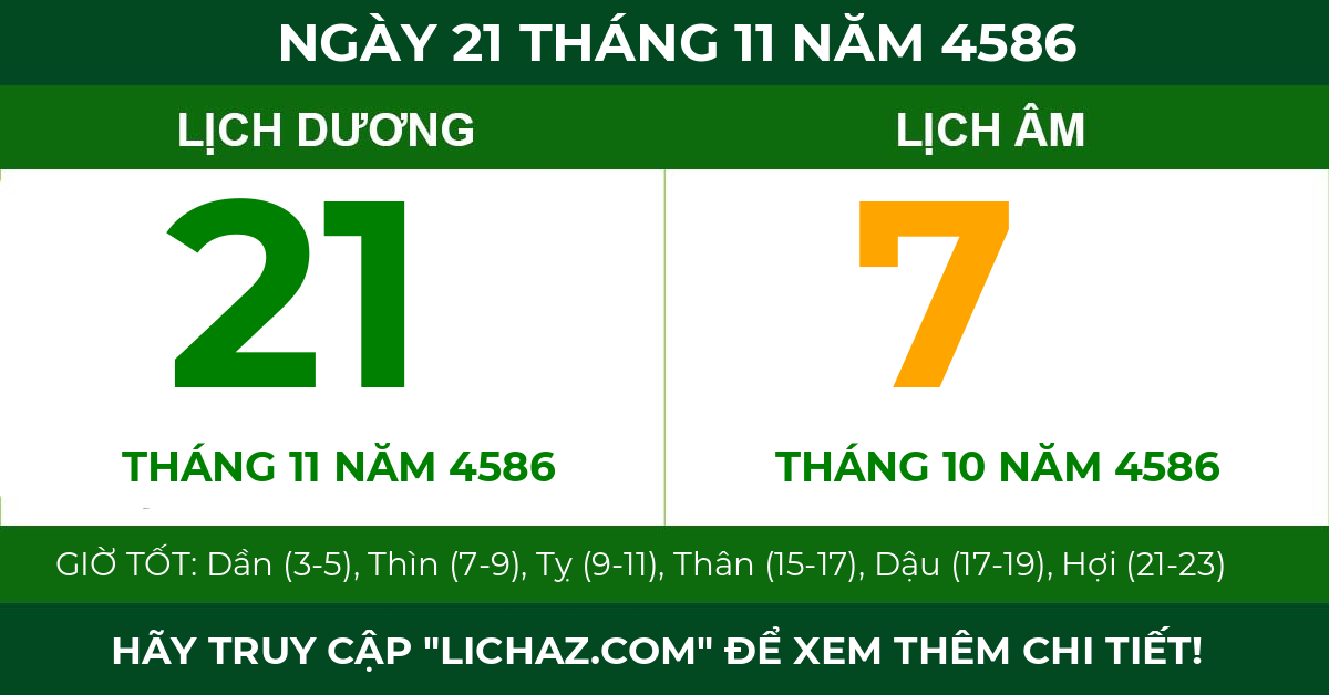 lịch âm ngày 21 tháng 11 năm 4586