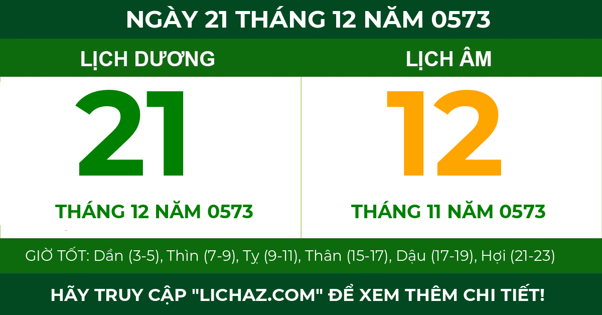 lịch âm ngày 21 tháng 12 năm 0573