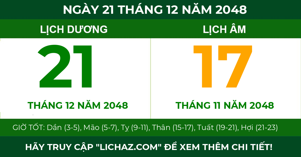 lịch âm ngày 21 tháng 12 năm 2048