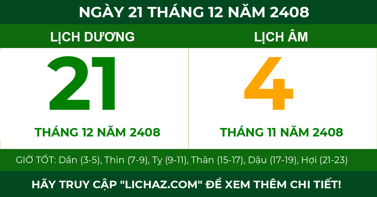 lịch âm ngày 21 tháng 12 năm 2408