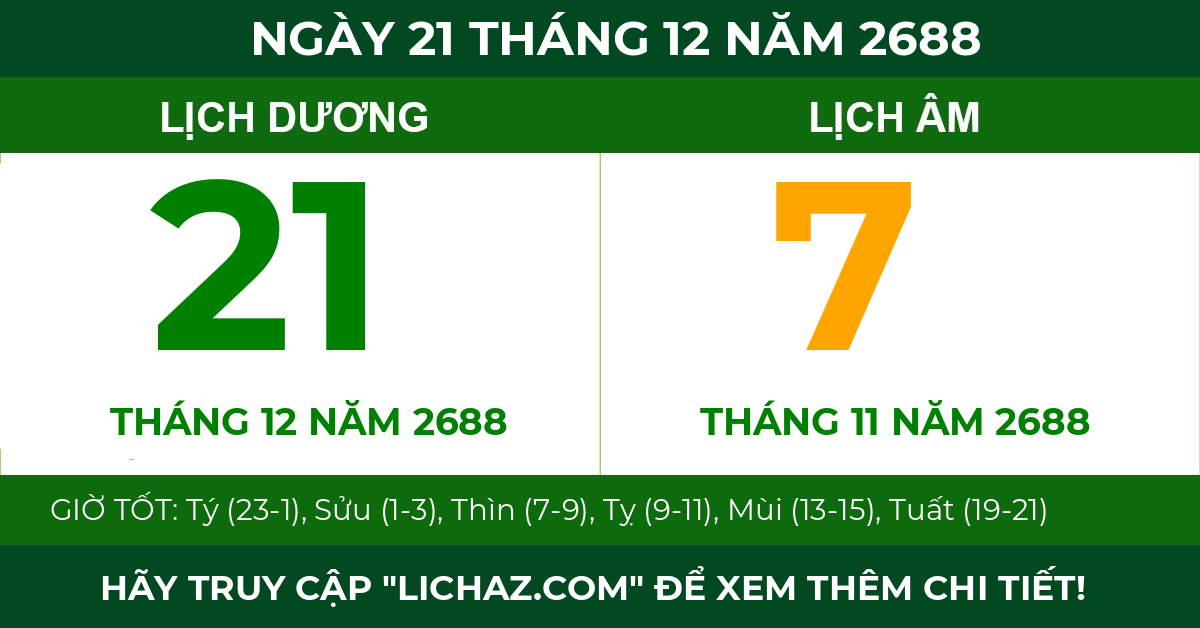 lịch âm ngày 21 tháng 12 năm 2688