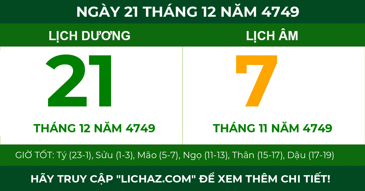 lịch âm ngày 21 tháng 12 năm 4749