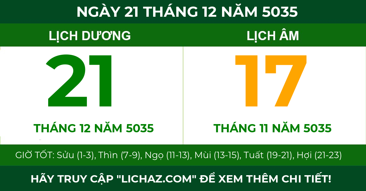 lịch âm ngày 21 tháng 12 năm 5035